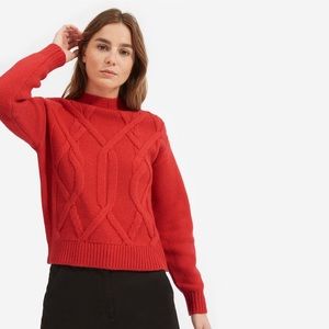 Everlane cotton cableknit sweater in red